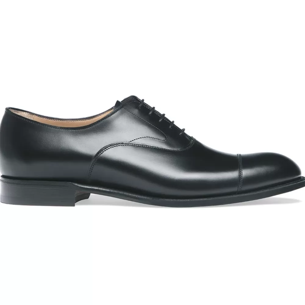 Cheaney Oxfords | Alfred Capped Oxford In Black Calf Leather | Leather Sole