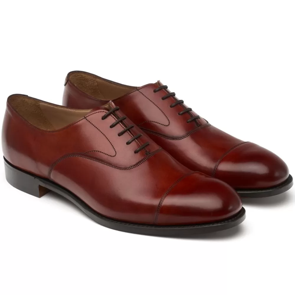 Cheaney Oxfords | Alfred Capped Oxford In Dark Leaf Calf Leather