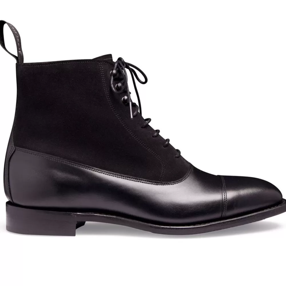 Cheaney Balmoral Boots | Anna D Balmoral Boot In Black Calf Leather/Black Suede
