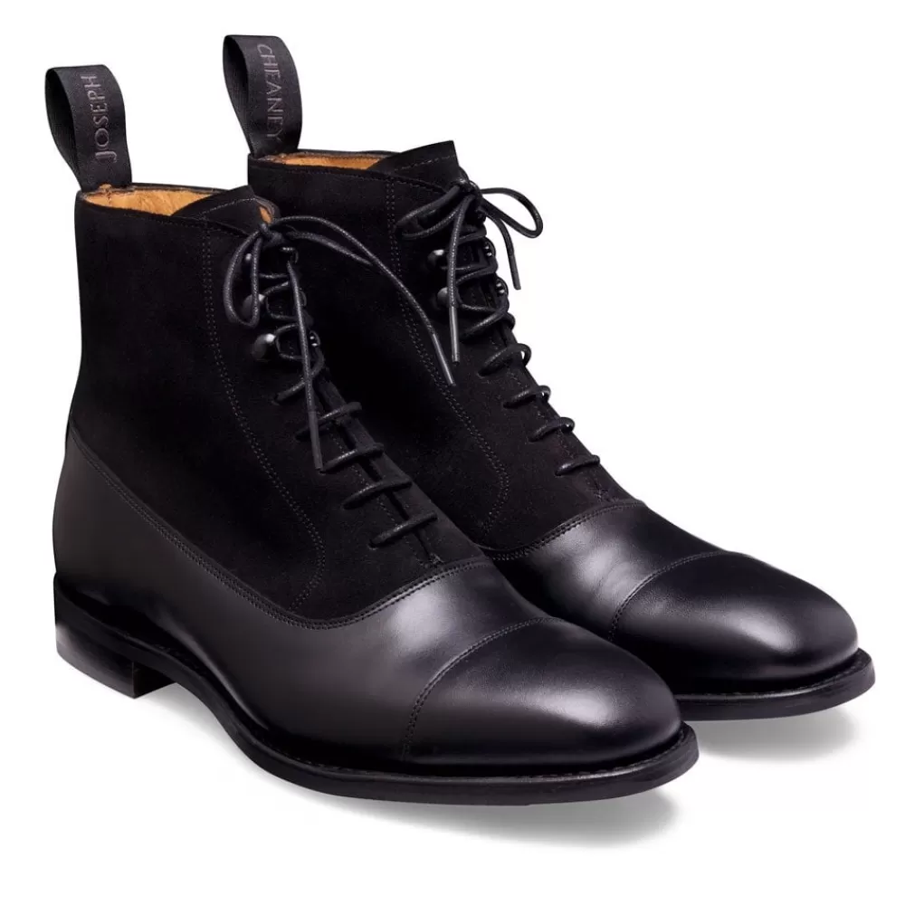 Cheaney Balmoral Boots | Anna D Balmoral Boot In Black Calf Leather/Black Suede