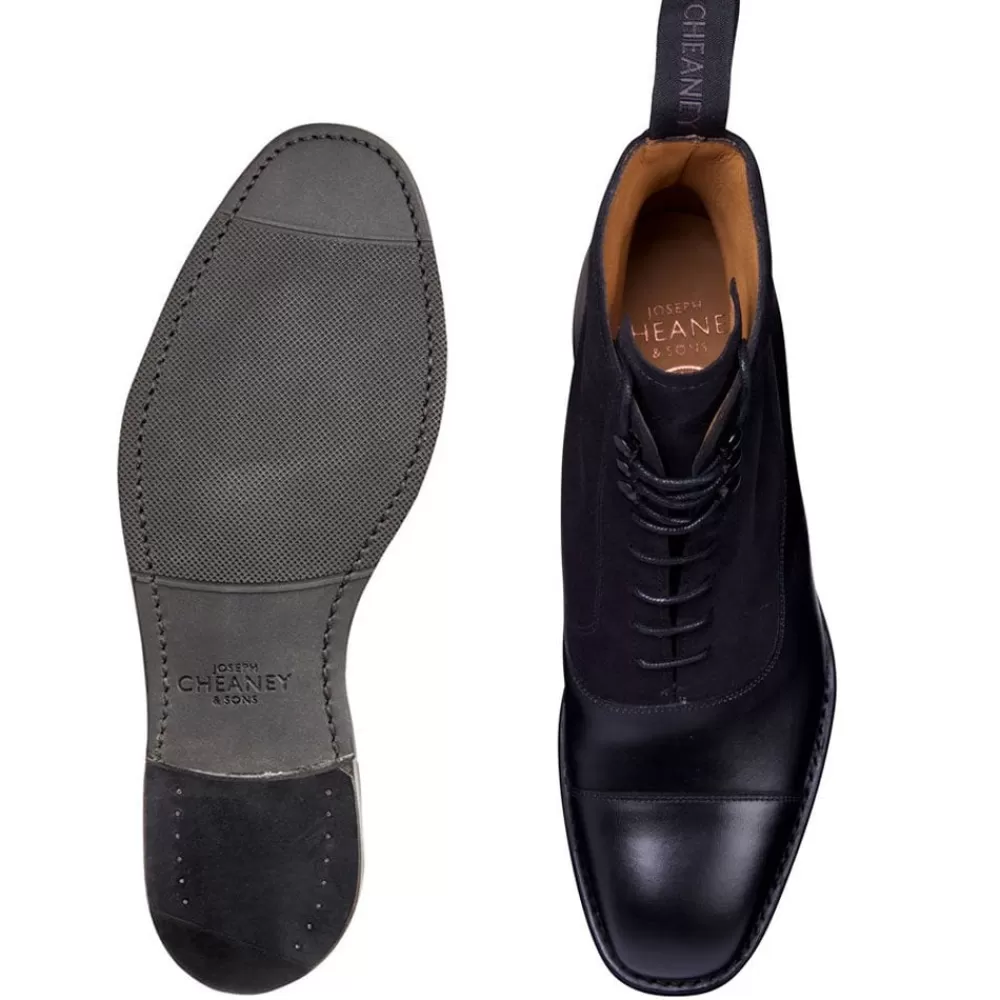 Cheaney Balmoral Boots | Anna D Balmoral Boot In Black Calf Leather/Black Suede
