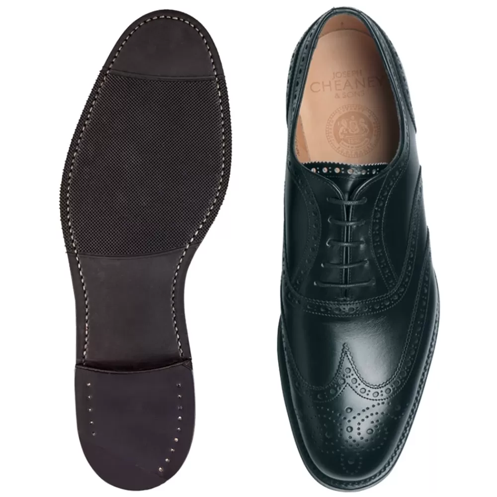 Cheaney Brogues | Arthur Iii D Oxford Brogue In Black Calf Leather | Diamond Rubber Sole