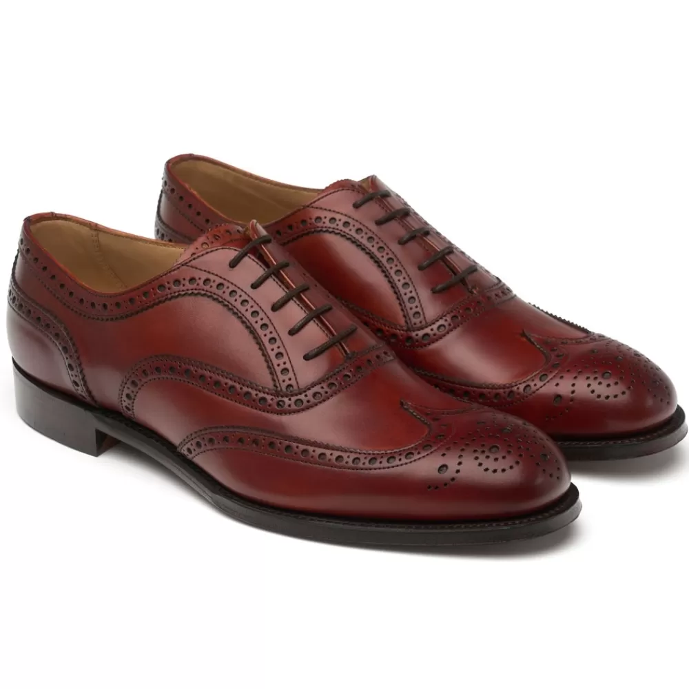 Cheaney Brogues | Arthur Iii Oxford Brogue In Dark Leaf Calf Leather | Leather Sole