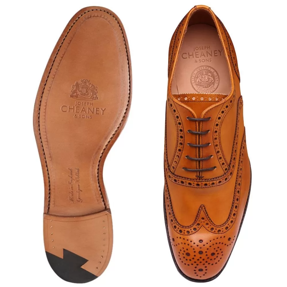 Cheaney Brogues | Arthur Iii Oxford Brogue In Light Chestnut Calf Leather