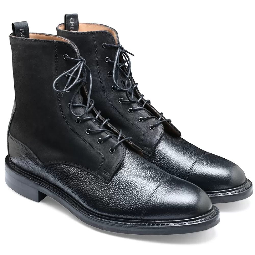 Cheaney Derby Boots | Banbury R Derby Boot In Black Grain/Black Coupe