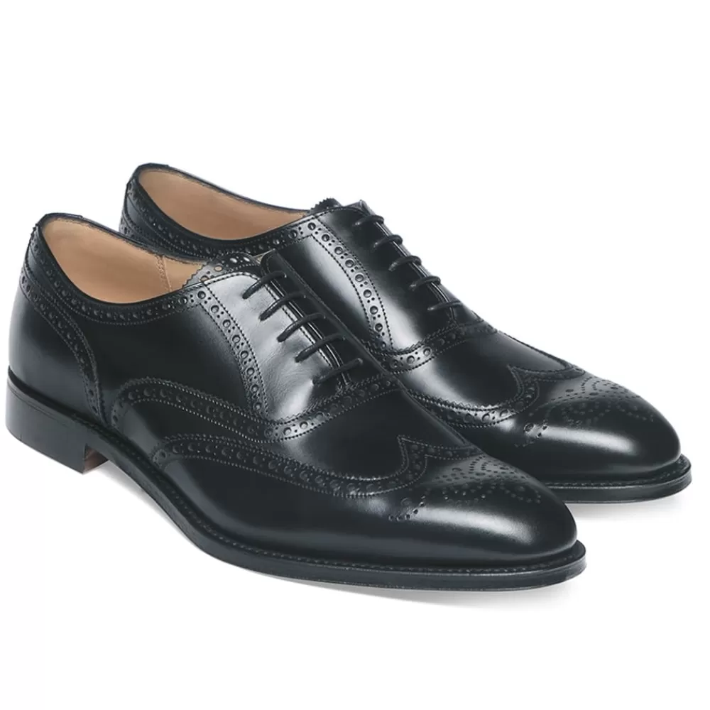 Cheaney Brogues | Broad Ii Oxford Wingcap Brogue In Black Calf Leather | Leather Sole
