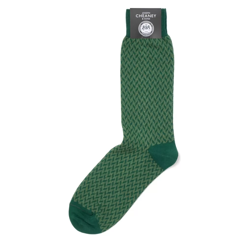 Corgi Socks | Chevron Green Cotton Socks
