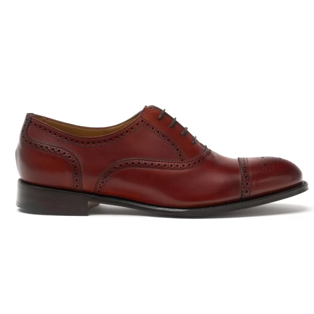 Cheaney Semi Brogues | Darcey Oxford Semi Brogue In Dark Leaf Calf Leather