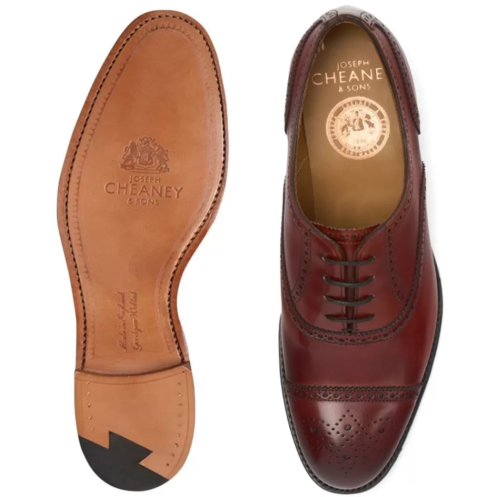 Cheaney Semi Brogues | Darcey Oxford Semi Brogue In Dark Leaf Calf Leather