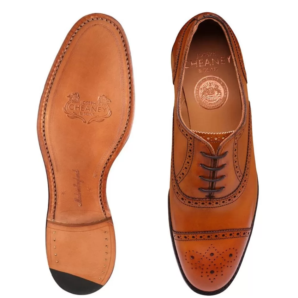 Cheaney Semi Brogues | Darcey Oxford Semi Brogue In Light Chestnut Calf Leather