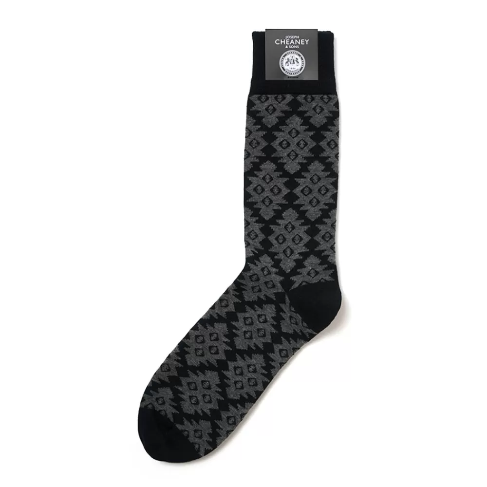 Corgi Socks | Diamond Pattern Black Mens Cotton Socks