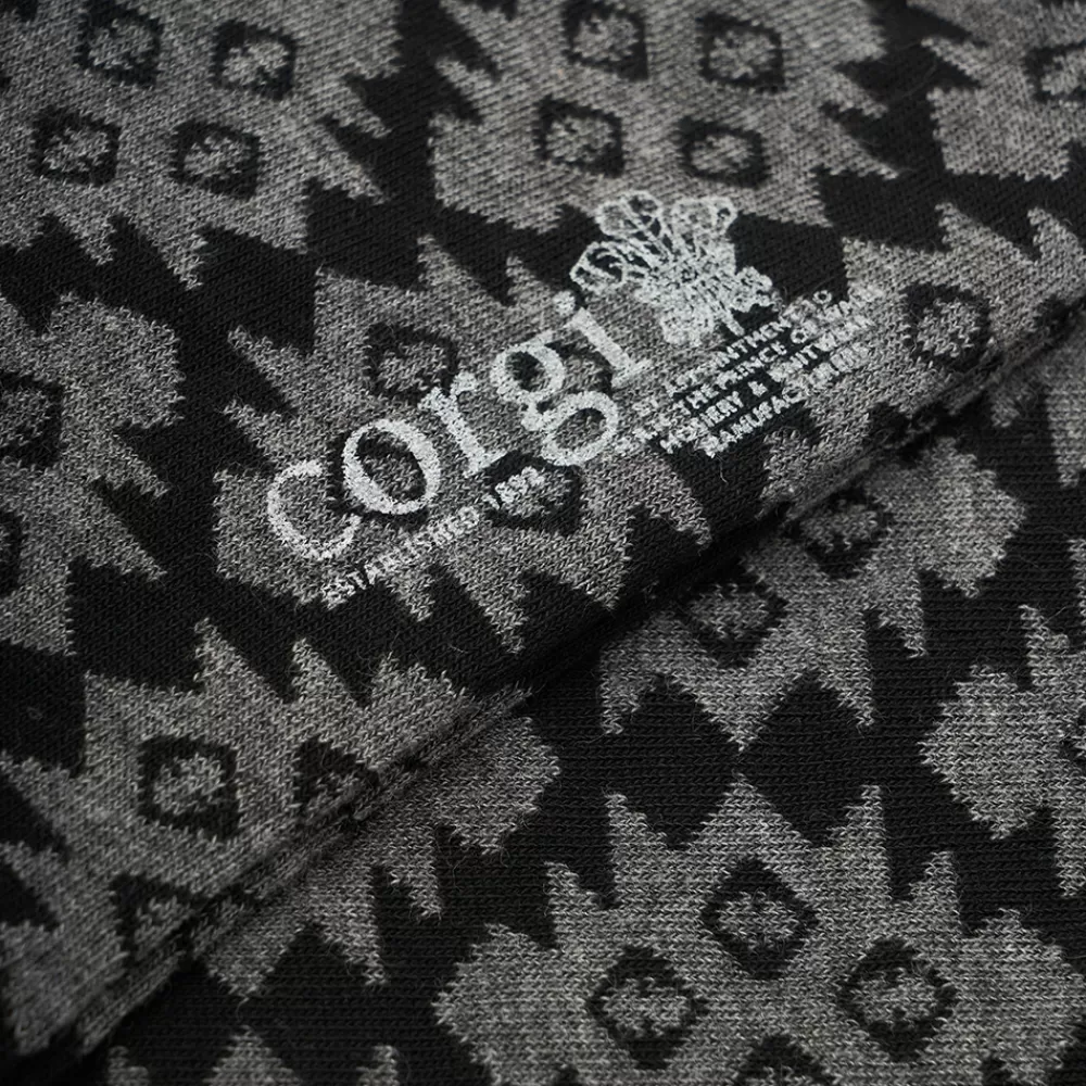 Corgi Socks | Diamond Pattern Black Mens Cotton Socks