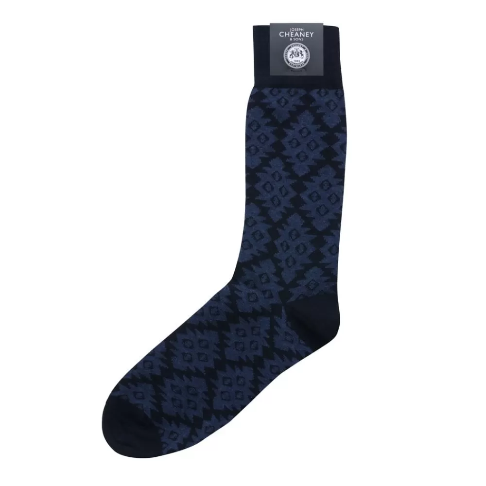 Corgi Socks | Diamond Pattern Navy Mens Cotton Socks