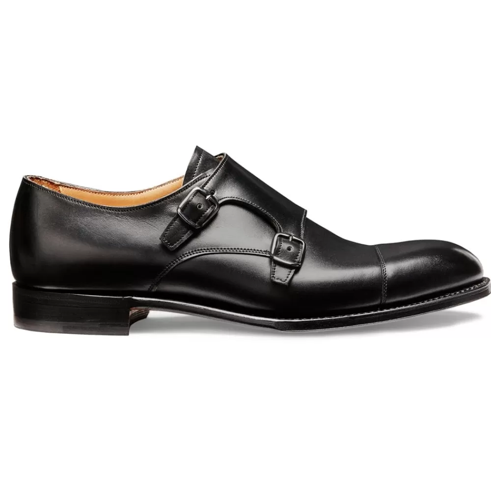 Cheaney Monk Shoes | Edmund Double Buckle Monk Shoe In Black Calf Leather