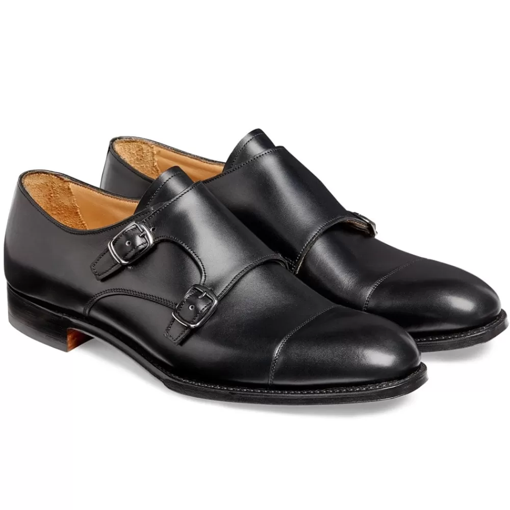 Cheaney Monk Shoes | Edmund Double Buckle Monk Shoe In Black Calf Leather
