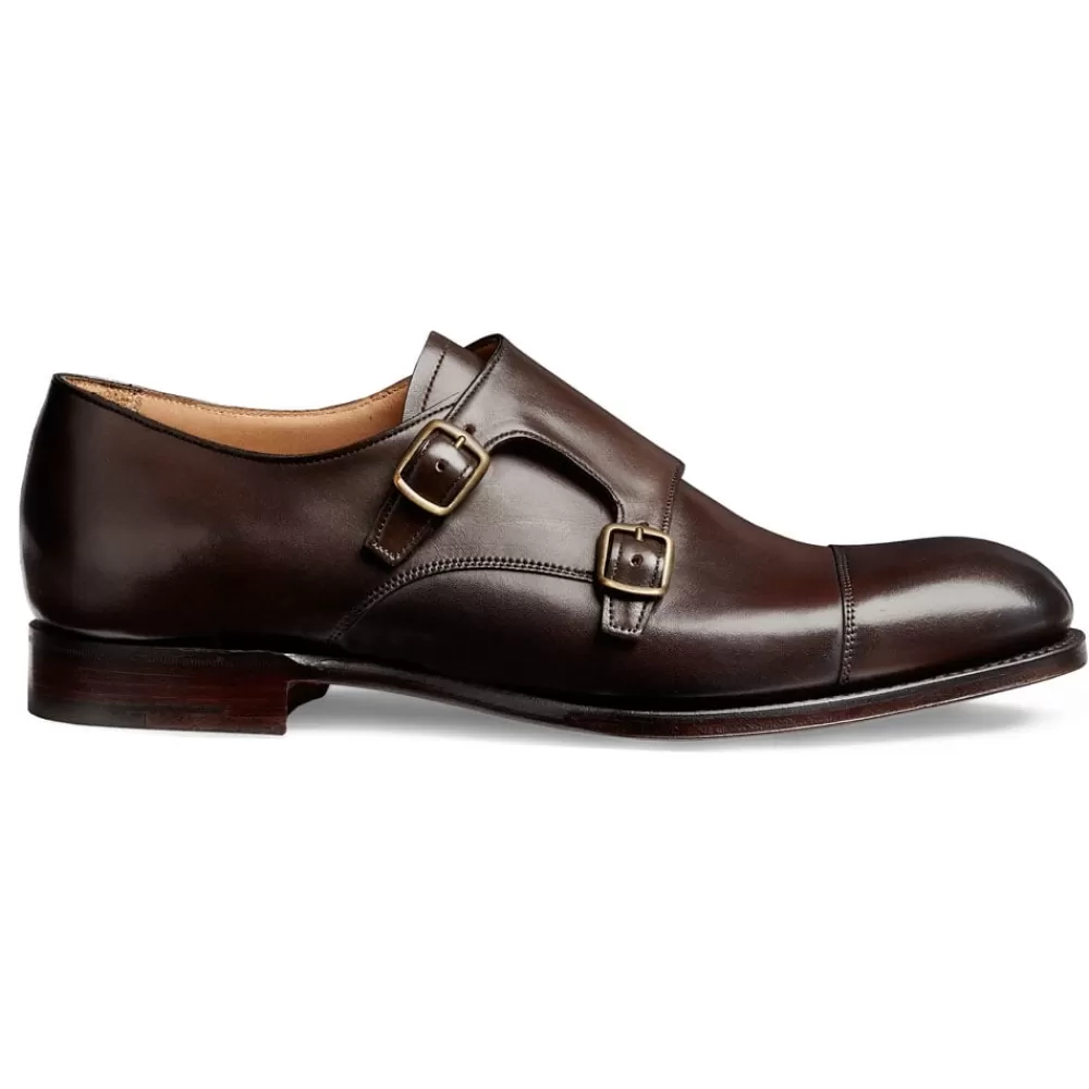 Cheaney Monk Shoes | Edmund Double Buckle Monk Shoe In Mocha Calf Leather