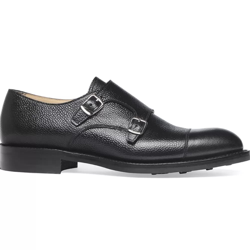 Cheaney Monk Shoes | Edmund Ii R Double Buckle Monk Shoe In Black Grain Leather