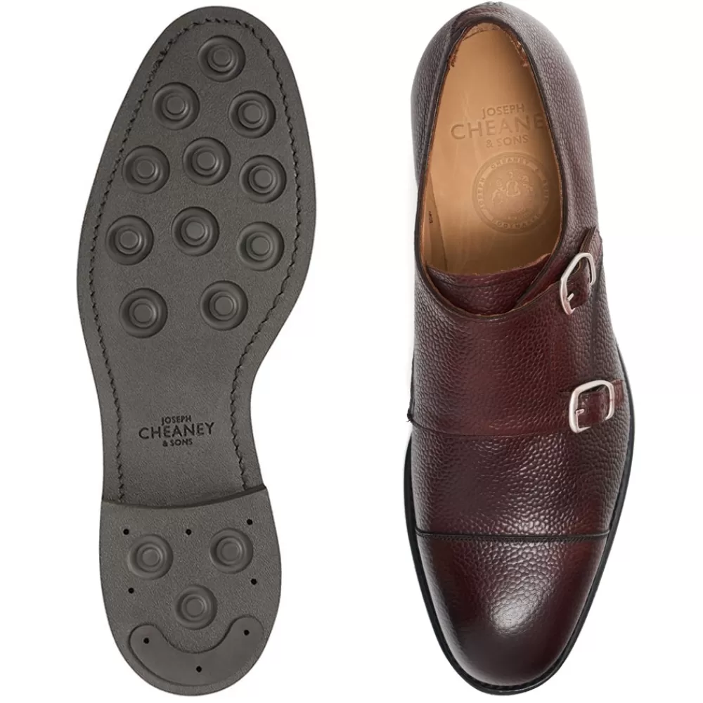 Cheaney Monk Shoes | Edmund Ii R Double Buckle Monk Shoe In Burgundy Grain Leather