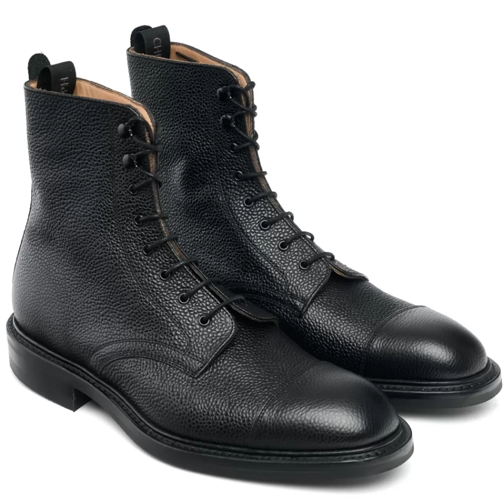 Cheaney Derby Boots | Elliott Ii R Capped Derby Boot In Black Grain Leather