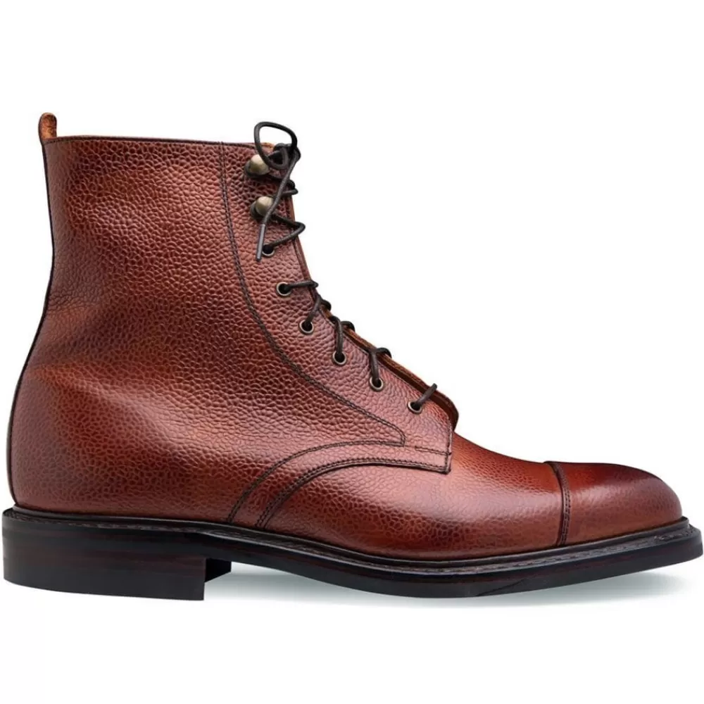 Cheaney Derby Boots | Elliott Ii R Capped Derby Boot In Mahogany Grain Leather