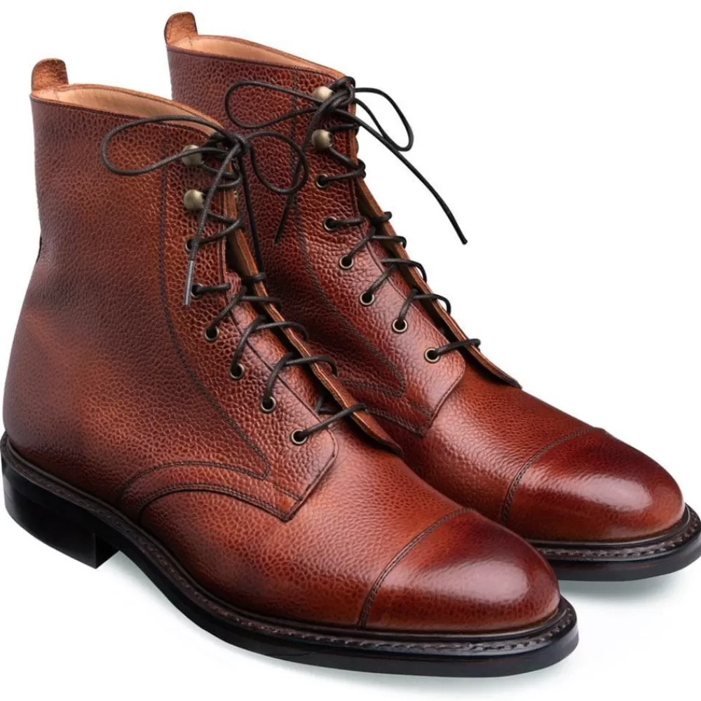Cheaney Derby Boots | Elliott Ii R Capped Derby Boot In Mahogany Grain Leather