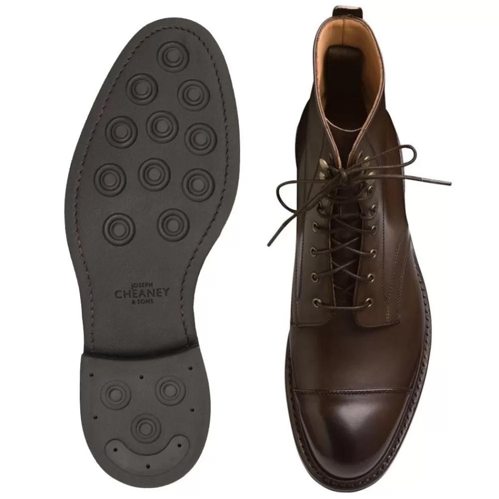 Cheaney Derby Boots | Elliott Ii R Capped Derby Boot In Mocha Calf Leather
