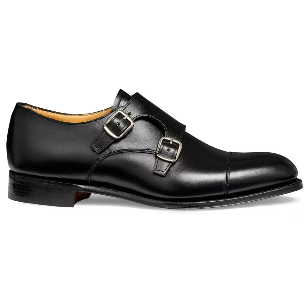Cheaney Monk Shoes | Emily D Double Buckle Monk Shoe In Black Calf Leather