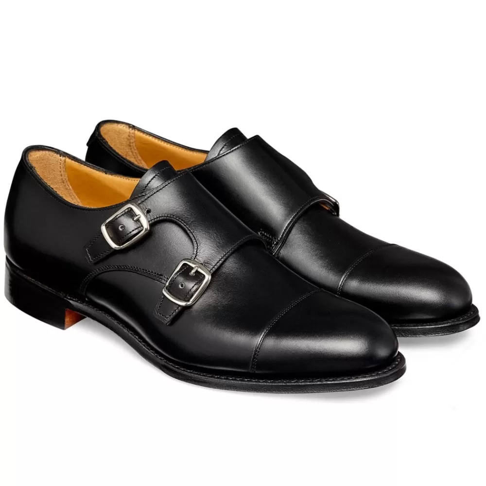 Cheaney Monk Shoes | Emily D Double Buckle Monk Shoe In Black Calf Leather