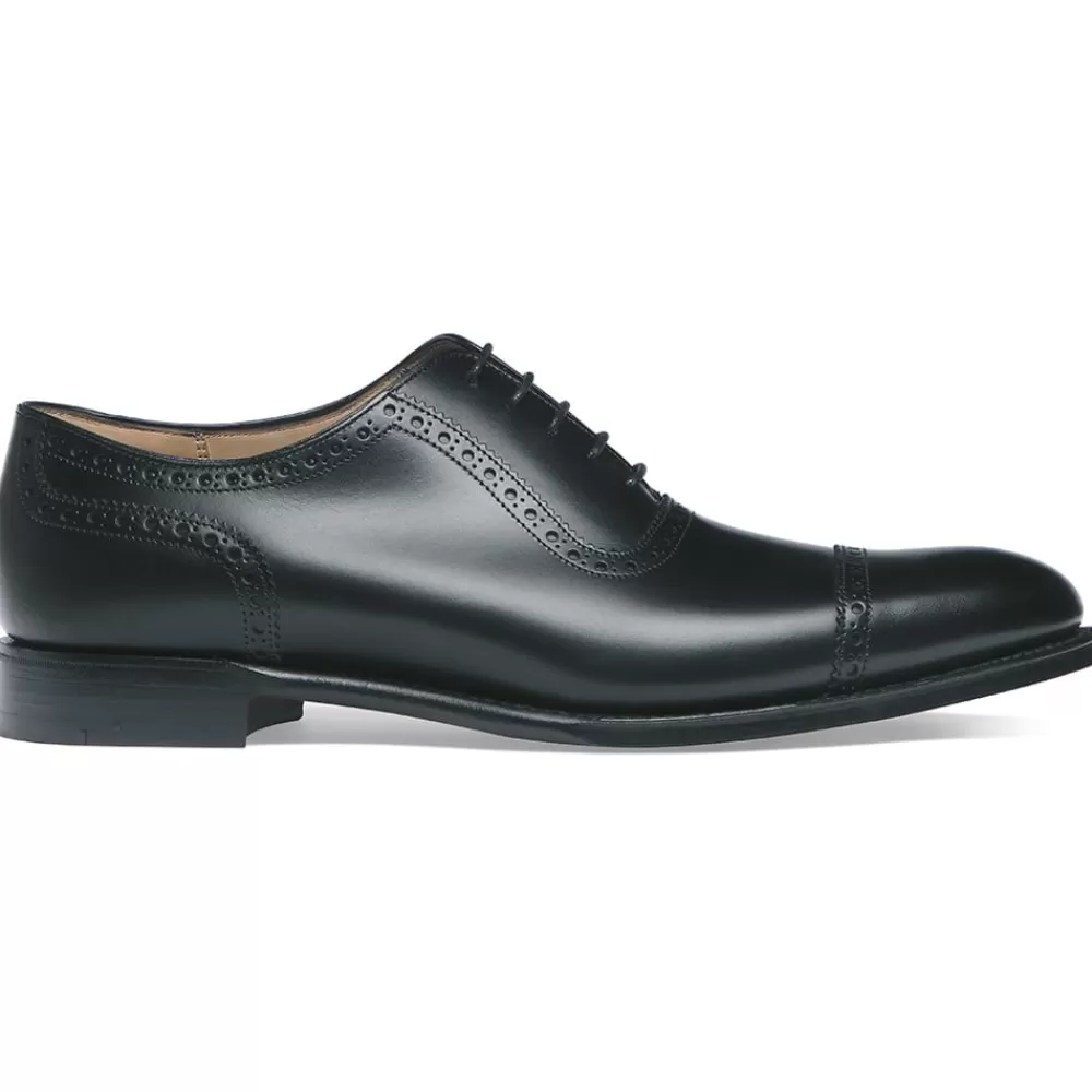 Cheaney Oxfords | Fenchurch R Oxford In Black Calf Leather | Rubber Sole