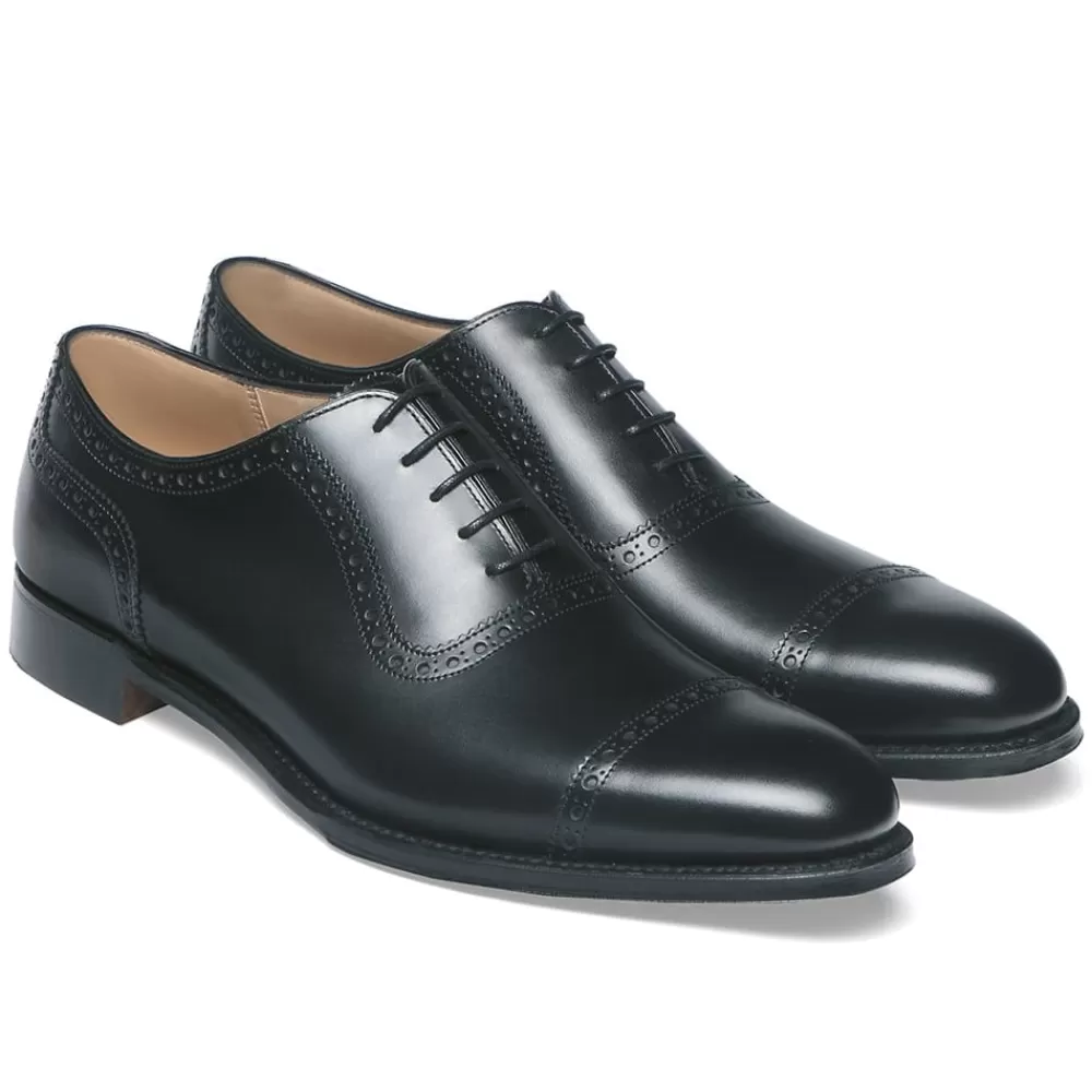 Cheaney Oxfords | Fenchurch R Oxford In Black Calf Leather | Rubber Sole