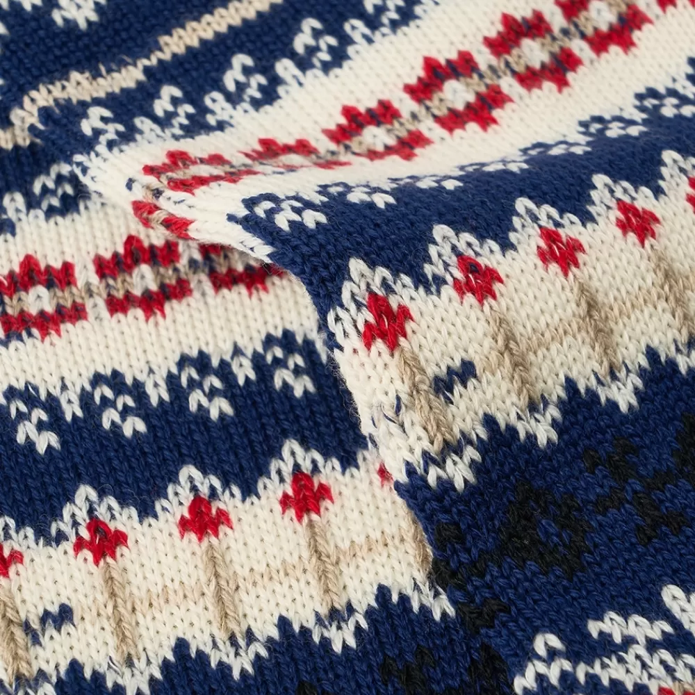 Corgi Socks | Festive Beige/Blue Merino Wool Unisex Socks