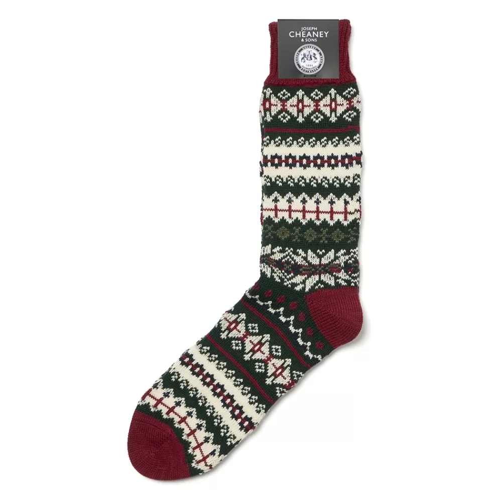 Corgi Socks | Festive Port/Green Merino Wool Unisex Socks