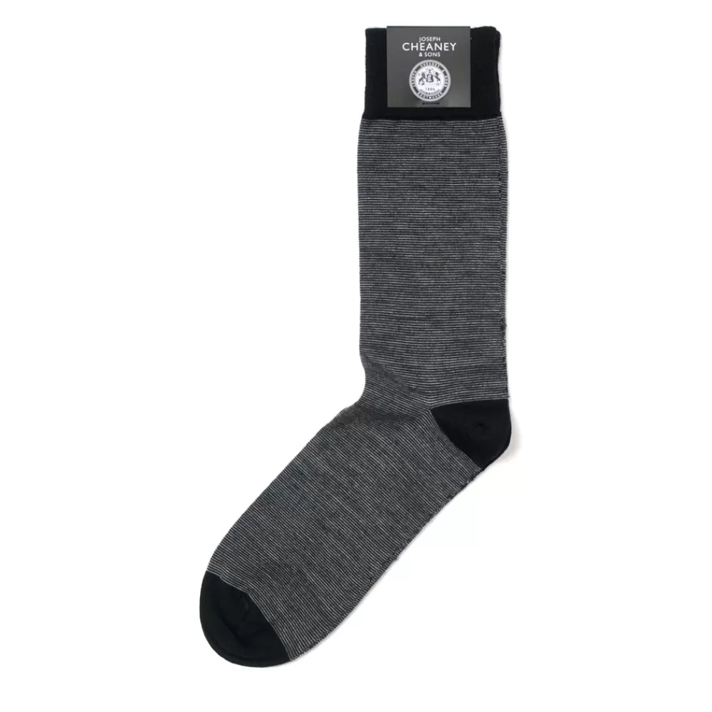 Corgi Socks | Fine Stripe Black/Grey Wool Socks