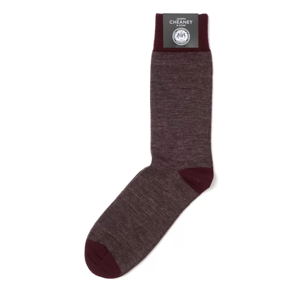 Corgi Socks | Fine Stripe Port/Grey Wool Socks