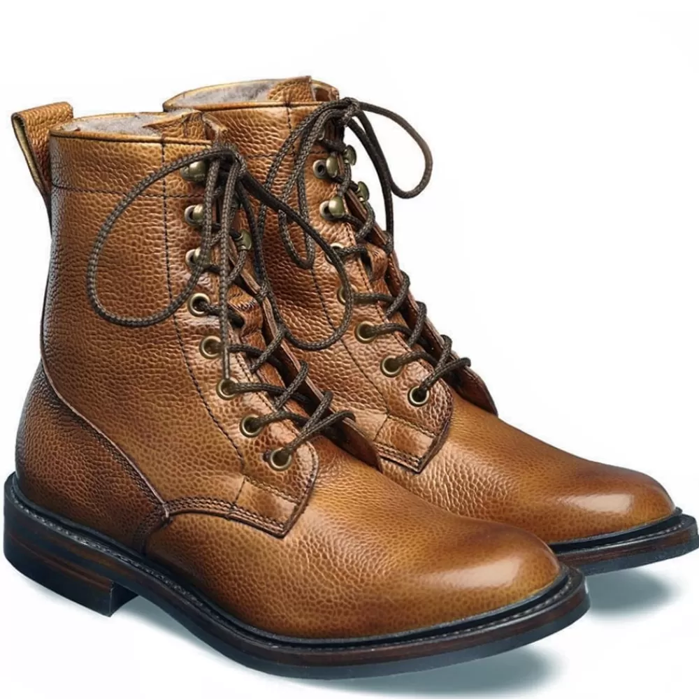 Cheaney Derby Boots | Florence R Shearling Lined Derby Boot In Almond Grain Leather