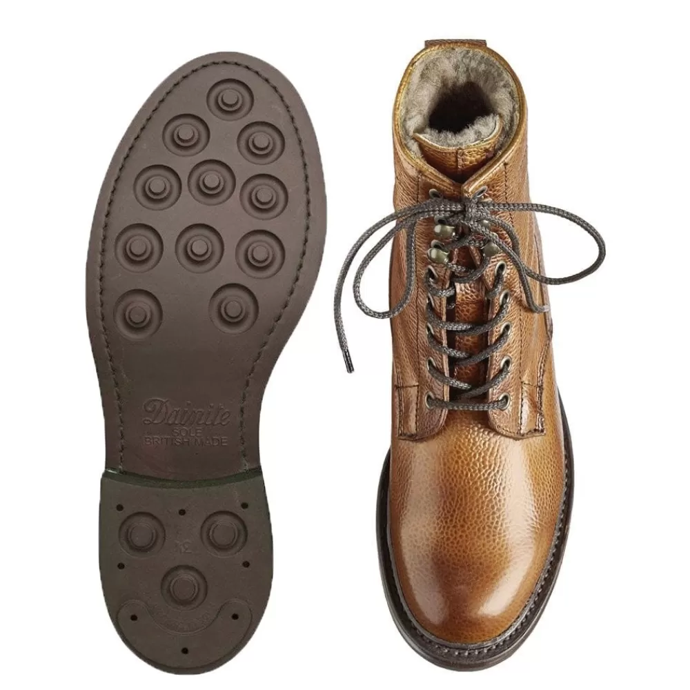 Cheaney Derby Boots | Florence R Shearling Lined Derby Boot In Almond Grain Leather