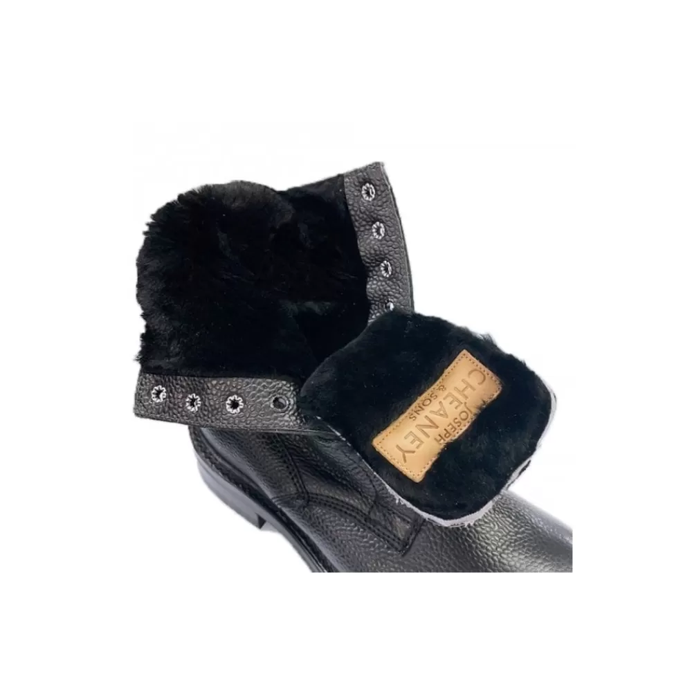 Cheaney Derby Boots | Florence R Shearling Lined Derby Boot In Black Grain Leather