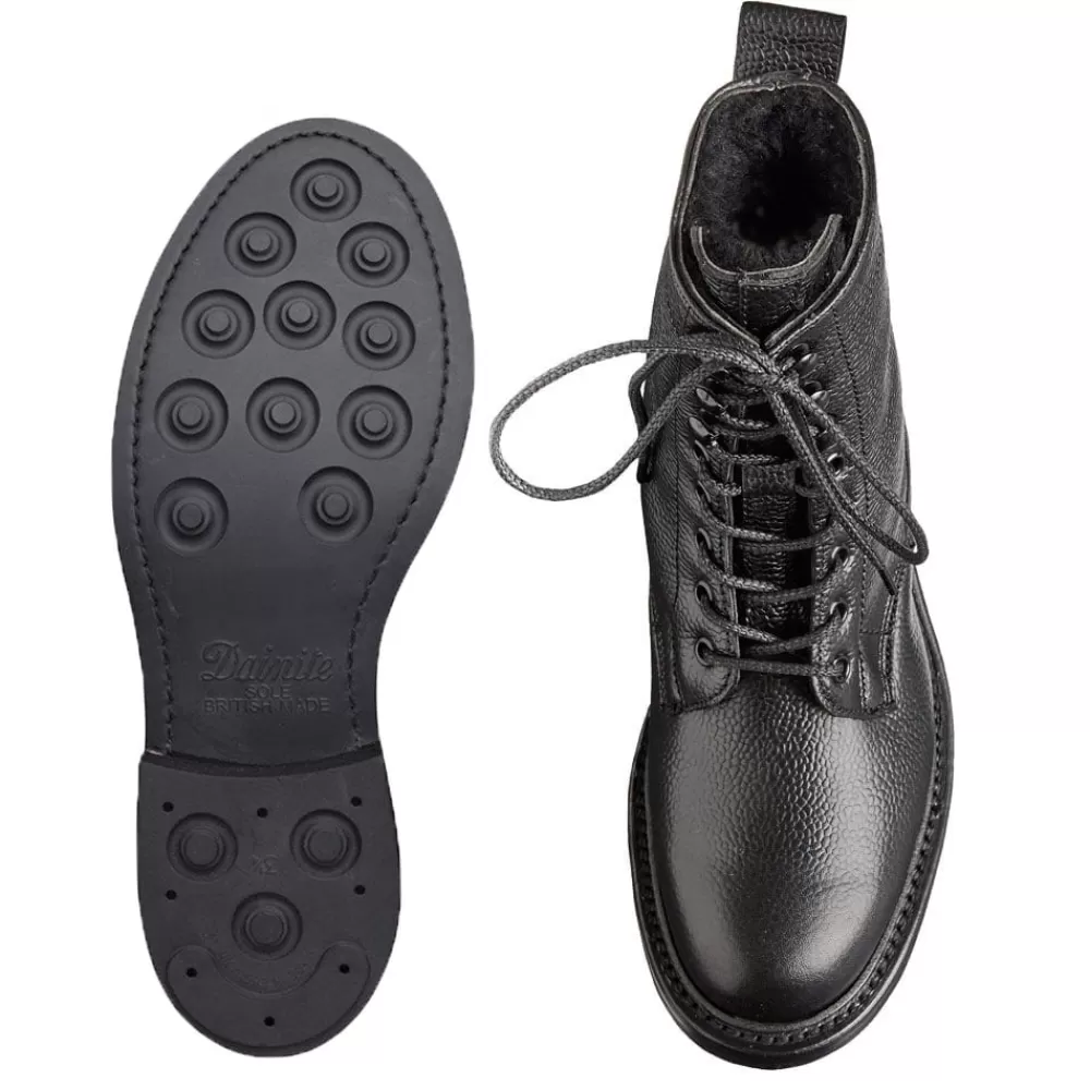 Cheaney Derby Boots | Florence R Shearling Lined Derby Boot In Black Grain Leather