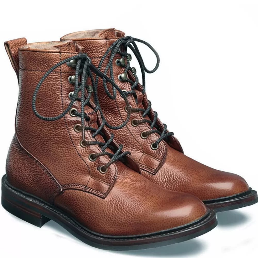 Cheaney Derby Boots | Florence R Shearling Lined Derby Boot In Mahogany Grain Leather
