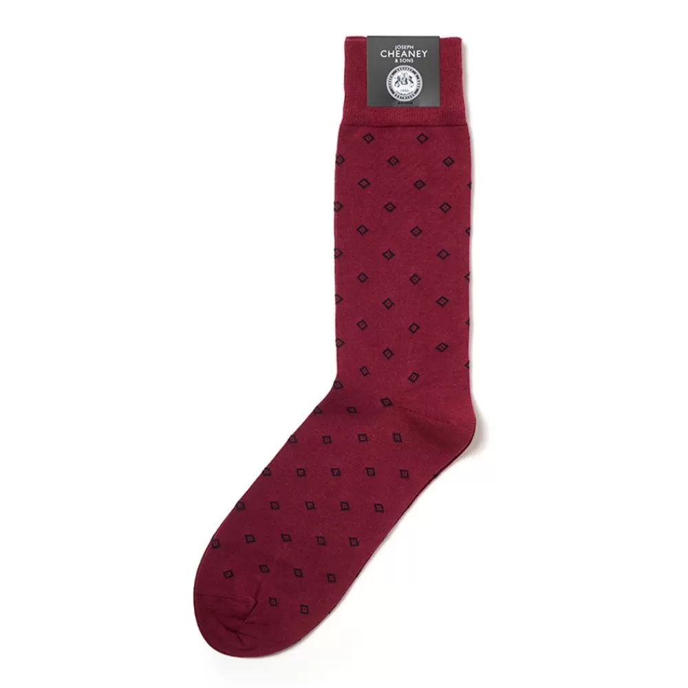 Corgi Socks | Geo Print Burgundy Mens Cotton Socks