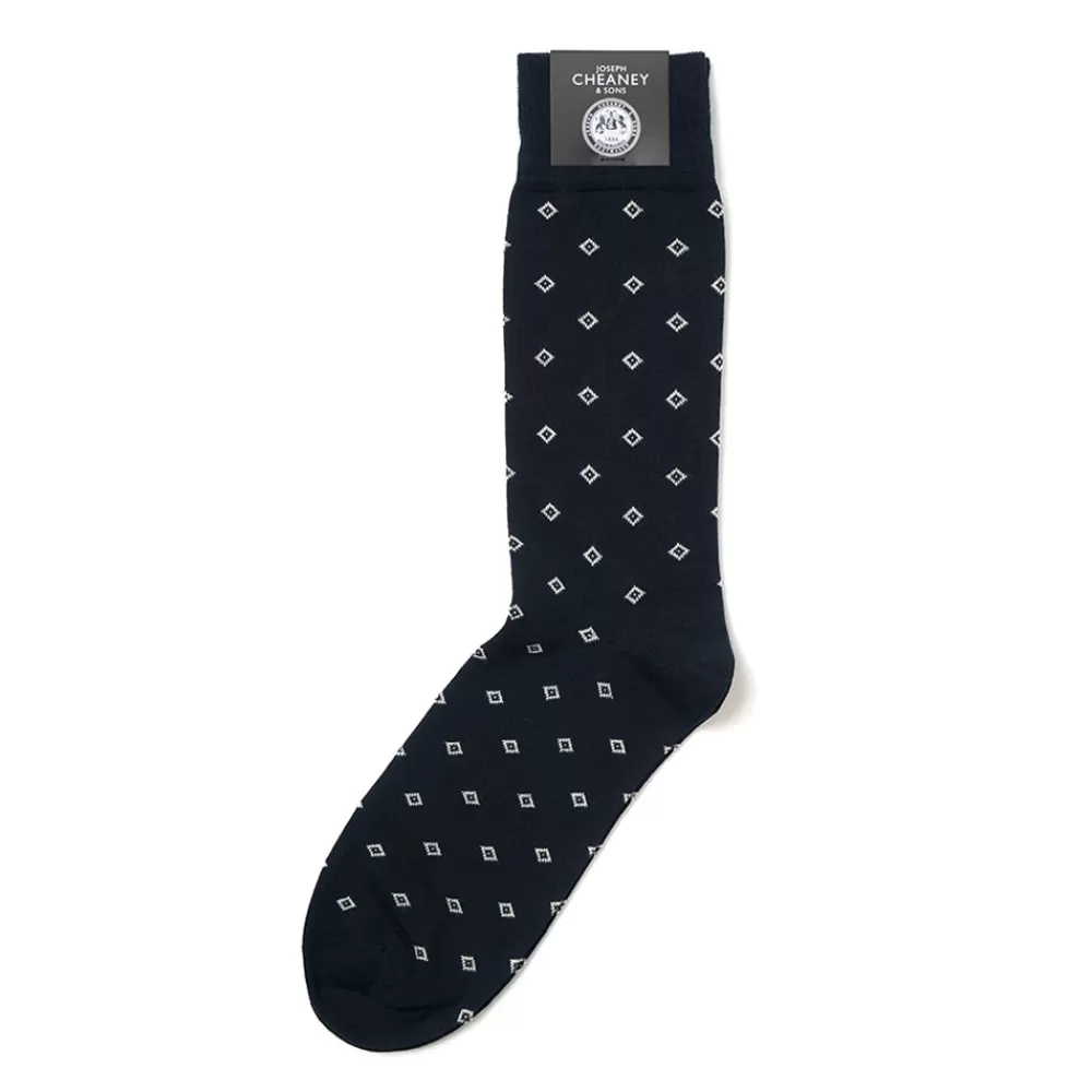 Corgi Socks | Geo Print Navy Mens Cotton Socks
