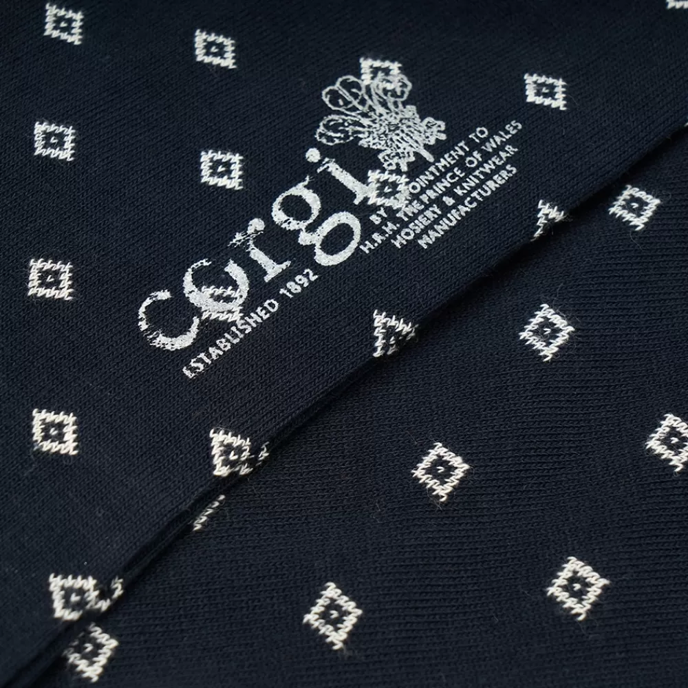 Corgi Socks | Geo Print Navy Mens Cotton Socks