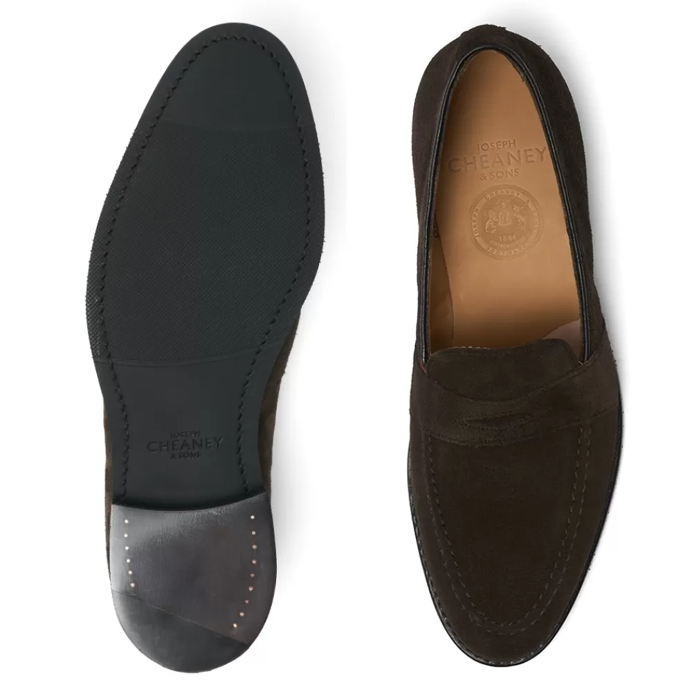 Cheaney Loafers | Gracechurch D Penny Loafer In Dark Brown Suede