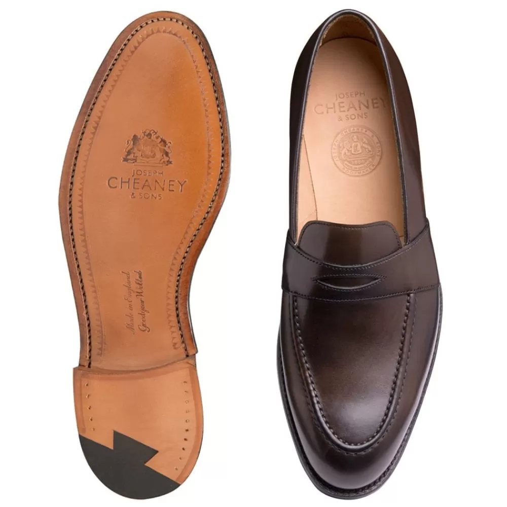 Cheaney Loafers | Gracechurch Penny Loafer In Dark Brown Calf Leather