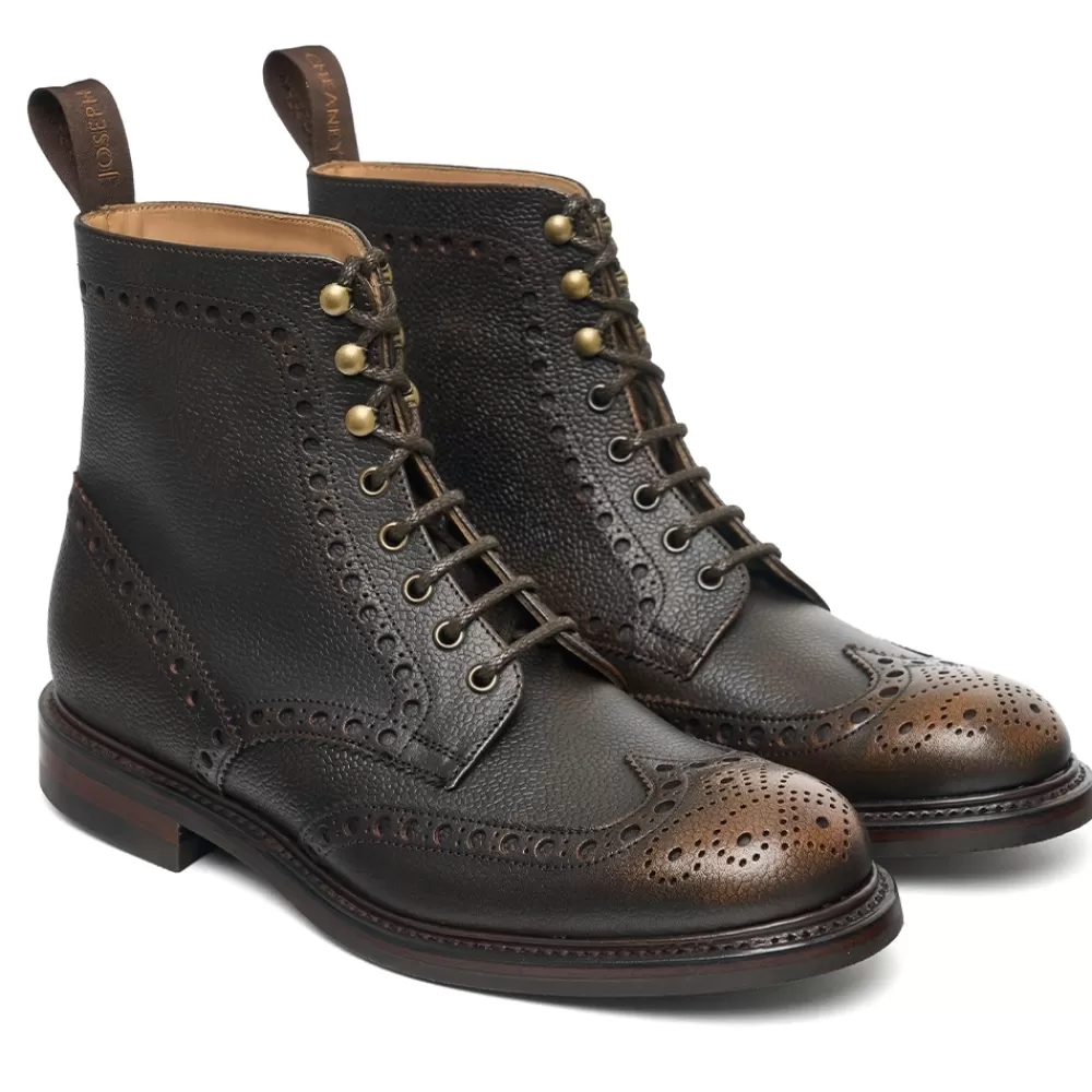 Cheaney Brogue Boots | Greyfriars Derby Brogue Boot In Bronze Grain Leather