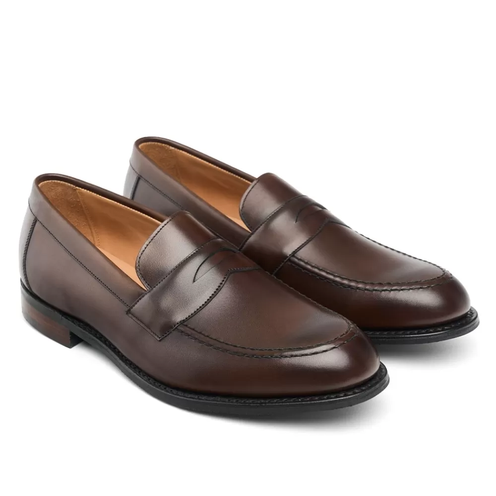 Cheaney Loafers | Hadley D Penny Loafer In Mocha Calf Leather