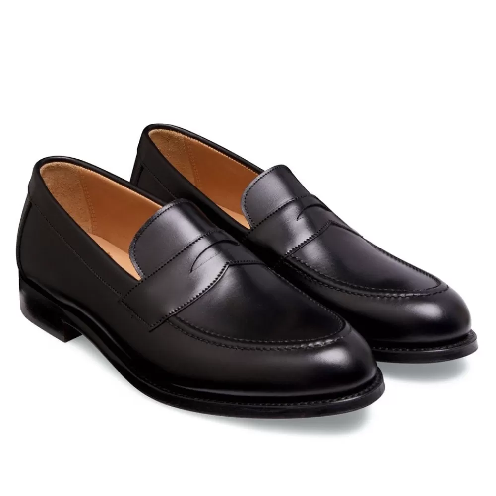Cheaney Loafers | Hadley Penny Loafer In Black Calf Leather