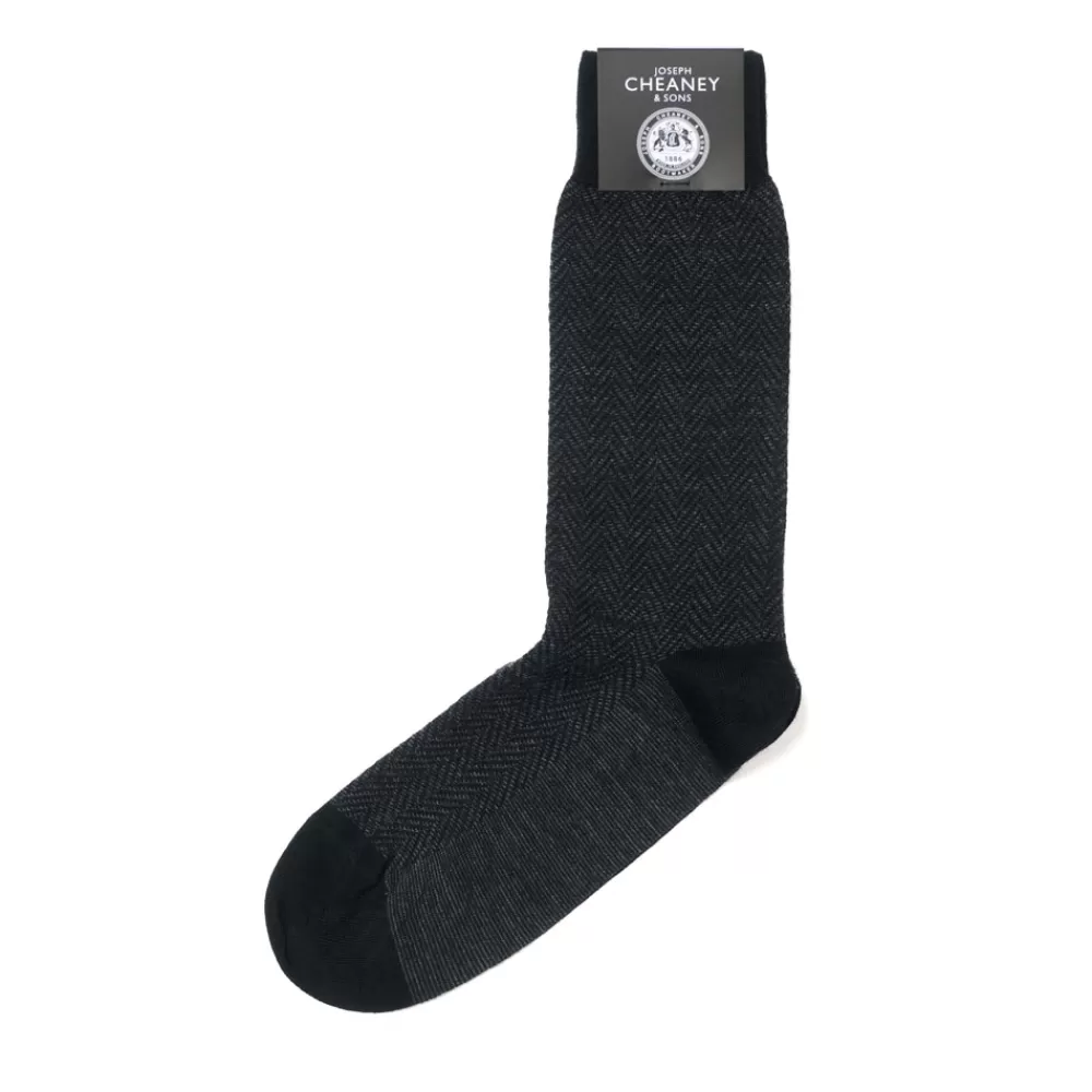 Corgi Socks | Herringbone Black Merino Wool Socks