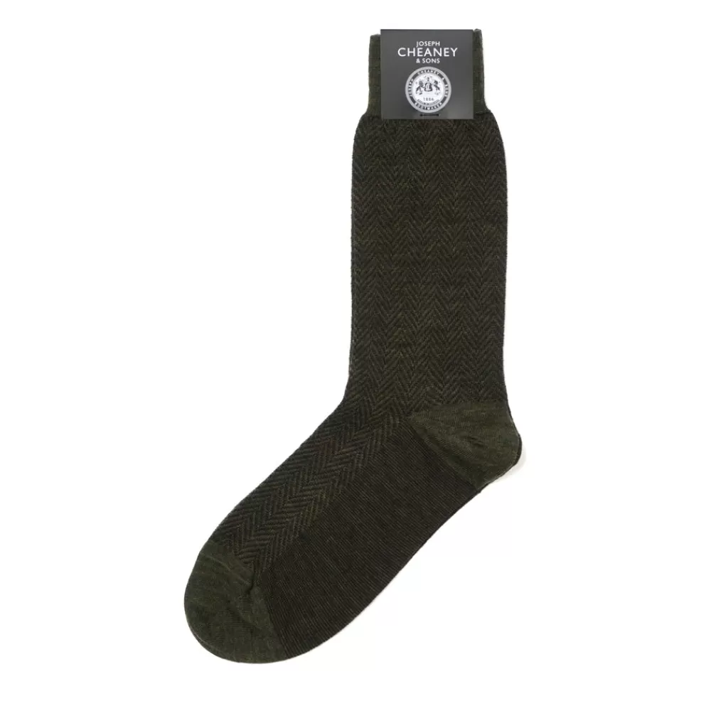 Corgi Socks | Herringbone Khaki Merino Wool Socks