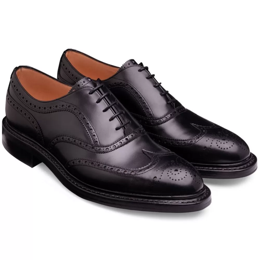 Cheaney Brogues | Hythe Ii R Wingcap Oxford Brogue In Black Calf Leather